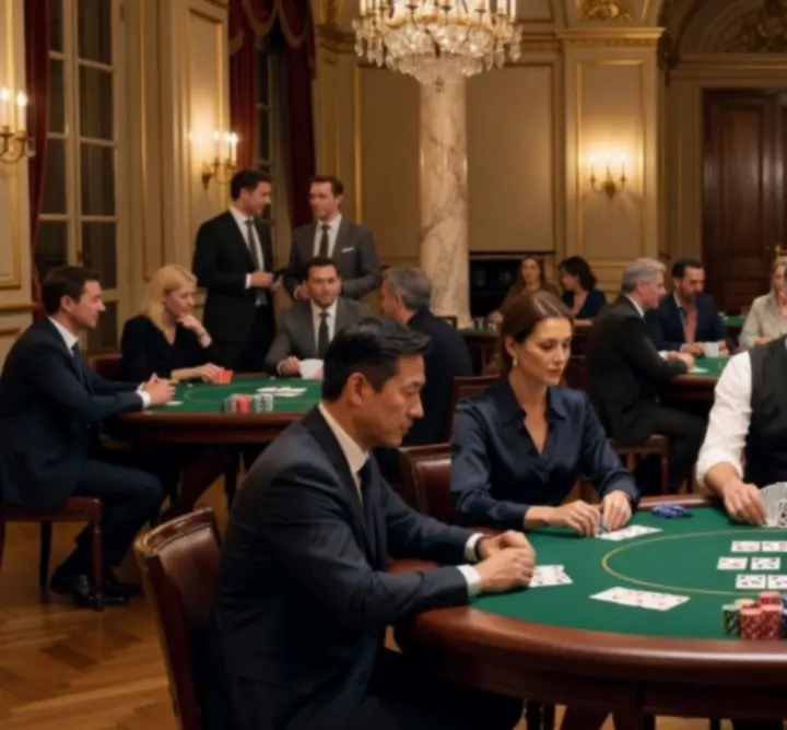 Table de poker élégante lors d'un événement en France