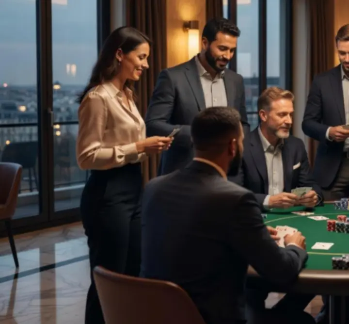 Table de poker lors d'un événement d'entreprise en France