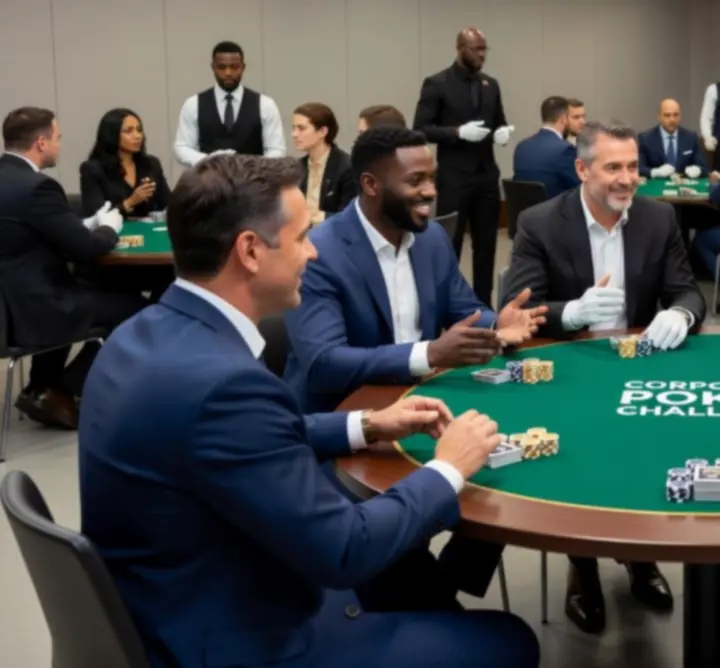Groupe d'entreprise participant à un événement poker